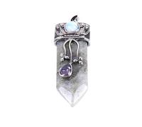 Tesselite Collier en Pierre - Pierre Gemme Naturelle Pendentifs épée Pendules Labradorite Quartz Rose Oeil de Tigre Femmes Hommes Bijoux à la Mode, Labradorite, Taille Unique