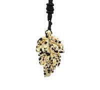 Tesselite Forme de Feuille Gemmes Pendentif en Pierre Naturelle pour Femmes Cristaux de Quartz Collier Anniversaire Mariage Bijoux Faits à la Main Cadeaux, Dalmation Jasper, Taille Unique