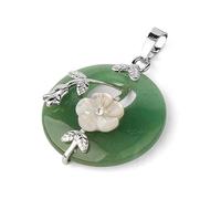 Tesselite Pierre Collier-Pendentif Pierres Naturelles pour Collier Fleur Ronde Feuille Améthyste Quartz Noir Onyx Donut Simple Mode Bijoux pour Femmes Hommes,Aventurine Verte,Taille Unique