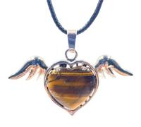 Tesselite Pierre Naturelle personnalisée Cristal mélangé Agate Vert Aventurine Bleu Amour Ailes d'ange Hommes et Femmes Pendentif Collier d'été - 1 PC, Pierre de Tigre, Taille Unique