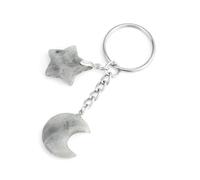 Tesselite Porte-clés en Pierre Naturelle Mode Lune étoile Pendentif perlé Ambre Vert Aventurine Porte-clés Voiture Porte-clés Sac décoration Unisexe Tout-Match style-1PC, Labradorite, Taille Unique
