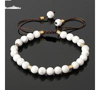 Tesselite Quartz Blanc Pierre Naturelle 6mm Strand Bracelets Perle Corde Tressée Réglable Femmes Hommes Mode Bracelet Anniversaire Cadeau Surprise, comme indiqué, One Siz