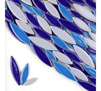 Tesselles mosaique Carreaux de mosaïque en céramique à pétales et feuilles, 200 g/7 oz Mosaique verre(Blue Mix 2)