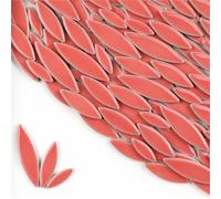 Tesselles mosaique Carreaux de mosaïque en céramique à pétales et feuilles, 200 g/7 oz Mosaique verre(Light Red)