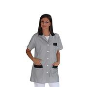 tessile astorino Blouse de travail pour femme - Divisa Alimentariste - Gris et noir - Chemisier pour aliments, assier, centre esthétique, magasin alimentaire, supermarché, boulangerie, mouture, gris,