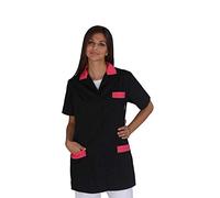 tessile astorino Blouse de travail pour femme - Divisa Alimentariste - Noir et fuchsia - Chemisier pour aliments, assier, centre esthétique, magasin alimentaire, supermarché, boulangerie, mouture,
