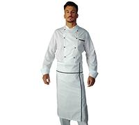 tessile astorino Combinaison de cuisine pour restaurant, veste, pantalon et tablier - Différentes couleurs - Pour homme et femme - Fabriqué en Italie, blanc avec profils noirs, XS