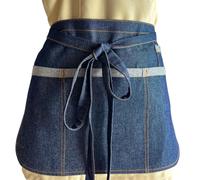 tessile astorino Tablier court pour jeans de cuisine, 2 pièces, broderie gratuite, pour bar, restaurant, hôtel, uniforme de travail, homme, femme, fabriqué en Italie, Noir Jeans, Taille Unique