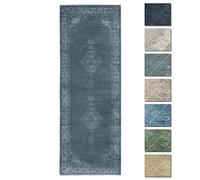 TESSO LIVING Kelim Vintage Tapis Salon Anthracite 80 X 290 cm - Tapis Couloir Oriental de Chambre à Poils Courts - Style Berbere
