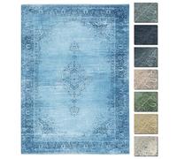 TESSO LIVING Kelim Vintage Tapis Salon Bleu Jeans 195 X 280 cm - Tapis Oriental de Chambre à Poils Courts - Style Berbere