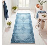 TESSO LIVING Kelim Vintage Tapis Salon Bleu Jeans 80 X 145 cm - Tapis Couloir Oriental de Chambre à Poils Courts - Style Berbere