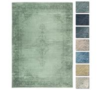 TESSO LIVING Kelim Vintage Tapis Salon Vert Mousse 80 X 145 cm - Tapis Couloir Oriental de Chambre à Poils Courts - Style Berbere