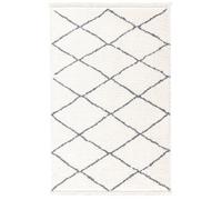 TESSO LIVING Shaggy Tapis Couloir 80 x 300 Gris Dessin Diamant, Tapis Poils Longs Extra Doux