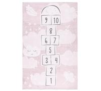 TESSO LIVING Tapis de Chambre de Fille - Rose Marelle 120 x 160 cm - Tapis Jeu Lavable en Machine - Doux et Antidérapant