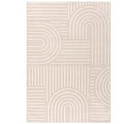 TESSO LIVING Tapis de Salon Style Bohème - Blanc - 160 x 230 cm - Tapis Moderne à Poils Courts Ultra Doux - Motif Géométrique - Idéal pour Couloir, Chambre ou Séjour
