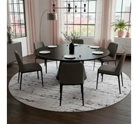 TESSO LIVING Tapis Salon Moderne Rond Gris foncé 155 cm - Tapis de Chambre Doux à Poils Courts - Design et Confort