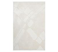 TESSO LIVING Tapis Salon Style Scandi - Blanc 80 x 220 cm - Motif Berbere Haut Relief - Tapis de Chambre Shaggy