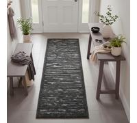 TESSO LIVING Tapis Salon Style Scandi - Gris 80 x 220 cm - Motif de Lignes en Haut Relief - Tapis de Chambre Shaggy