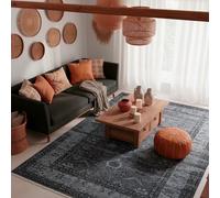 TESSO LIVING Vintage Tapis Anthracite 120cm x 160cm, Tapis Berbere Boho, Poils Courts Lavable, Tapis Antidérapant