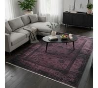 TESSO LIVING Vintage Tapis Bordeaux 195cm x 280cm, Tapis Berbere Boho, Poils Courts Lavable, Tapis Antidérapant