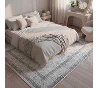 TESSO LIVING Vintage Tapis Couloir Sablé 155cm x 225cm, Tapis Berbere Boho, Poils Courts Lavable, Tapis Antidérapant