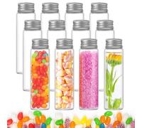 TESSTSY 12 Pièces Tubes à Essai en Plastique 110ML, Bouteille Sensorielle Vide avec Bouchons à Visser, Tube Plastique Transparent, Tube a Essai Plastique Transparent, pour Fleurs, Bonbons, Épices