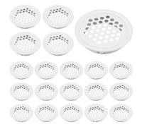 TESSTSY 20 Pièces Grille Aeration Ronde, Trou de Maille Grilles de Ventilation Rondes Ronde en Acier Inoxydable, Grille D'aération Trou Inox Blanc Ronde pour Armoires, Armoires à Chaussures, Penderies