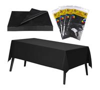 TESSTSY 4 Nappe Noire 137x183cm, Nappe Plastique Ectangulaire ImperméAble, Alternative à la Nappe Papier Noir, Parfaite Nappe Anniversaire et Mariage, Robuste et élégante
