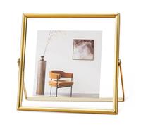 TESSTSY Cadre Photo Doré 15x15 cm, Cadre Fleurs Séchées, Cadre en Verre Transparent, Cadr Doré pour Fleurs Pressées, pour Photos 10x10 cm, 9x13 cm, 5x8 cm