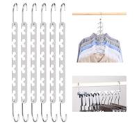 TESSTSY Cintre Magique Metal, Lot de 6 Cintres Magiques en Métal, Cintre Magique pour Gain de Place, Cintre Multifonctionnel en Métal, Robustes & Antidérapants, pour Pantalons, Manteaux, Chemises
