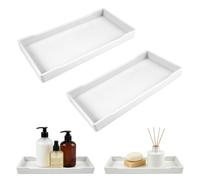 TESSTSY Tapis de Bar étroit 2 Pièces 20.5 X 10.5 X 2 Cm Plateau De Salle De Bain, Plateaux pour Lavabo De Salle De Bain, Facile À Nettoyer pour Commode, Bijoux, Savon, Évier De Cuisine, Blanc