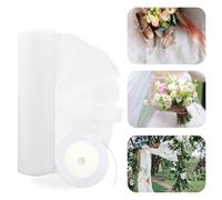 Tessuto in Tulle Bianco Rotolo Matrimonio 48cm x10m Organza Rotolo Rotolo Tulle Bianco Bobina di Tulle Bianco per Decorazione Fai da Te Bomboniere Regalo Festa Compleanno Matrimonio