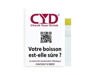 Test anti drogue - Kit de dépistage de drogues rapide et pratique pour boissons - Détection en 2 minutes - 5 tests Inclus - Kits de tests à prendre partout avec vous