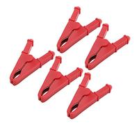 Test Clips 5Pcs | Brass Material with Protective Coating | 30A 1000V Electrical Mini Test Clamp Clips for Electronics/Automotive/Circuit Testing | 25mm Opening Size (Red)