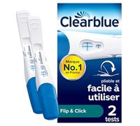 Clearblue Flip & Click test de grossesse à domicile pour femmes, pliable pour utilisation facile, teste l’hormone HCG, résultats précis et clairs en 3 minutes, 2 tests
