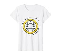 Test de Symbole de personnalité Ennéagramme Neuf Types de Personnalité T-Shirt Graphique avec Valeur, Femme, Blanc, L