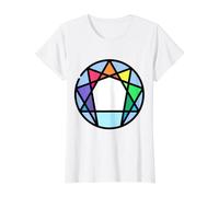 Test de Symbole de personnalité Ennéagramme Neuf Types de Personnalité T-Shirt Graphique avec Valeur, Femme, Blanc, L