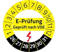 Test électrique testé selon VDE, 100 pièces, dans différentes tailles, étiquette de contrôle, plaque de contrôle (20 mm de diamètre)