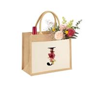 Test Jute 6 Sac en toile de jute durable Sac cosmétique Maquillage Sac cadeau Sac en toile de jute Sac à provisions en 100 % jute et coton, Lettre J, s