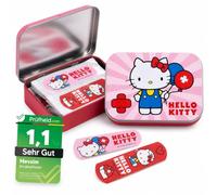 [ Test SEHR GUT, Note 1.1 *] Hello Kitty Rose Pansements pour enfants - Boîte métallique - 24 Pansements - Design mignon - Boîte de rangement pour pansements d'enfants