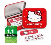 [ Test SEHR GUT, Note 1.1 *] Hello Kitty Rouge Pansements pour enfants - Boîte métallique - 24 Pansements - Design mignon - Boîte de rangement pour pansements d'enfants
