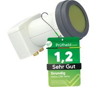 [Test très bien, note 1.2 *] LNB double Helios avec blindage LTE et protection solaire UV, tête LNB numérique 2 voies 4K pour 2 participants, pour TV TV récepteur satellite, LNC HD pour parabole