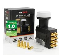 [Test très bon, note 1.0 *] AXRED Octo LNB + capuchon météo + 8 fiches F, numérique 8 voies 4K HD LMB pour 8 participants avec couvercle de protection contre les intempéries, pour téléviseur