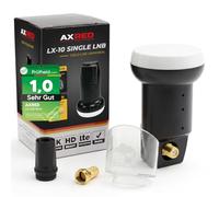 [Test très bon, note 1.0 *] AXRED Single LNB + capot de protection contre les intempéries + fiche F, numérique 1 voie 4K HD LMB pour 1 participant avec protection contre les intempéries, pour
