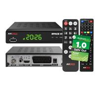[Test très bon, note 1.0 *] AXRED Space X1 + télécommande seniors, récepteur satellite HD avec fonction d'enregistrement, Full HDTV, récepteur satellite numérique pour satellite, satellite, téléviseur