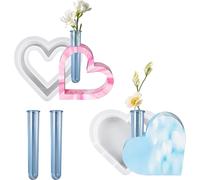 Test Tube Flower Vase Resin Mould Epoxy Resin Heart Shape Mould Silicone Epoxy Resin Epoxy Resin Mould with 2 Test Tubes for Hydroponic Plants
