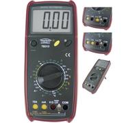 Testboy 313 Multimètre numérique (protection de plage automatique, grand écran LCD avec rétroéclairage, mesure de température, CAT III 600 V, boîtier en plastique ABS), rouge/noir
