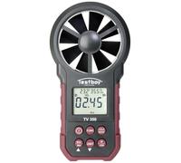 Anémomètre numérique Testboy TV 350 (pour la construction de chauffage, de ventilation et de climatisation, écran LCD éclairé, interface USB pour évaluer les données sur le PC), rouge/noir