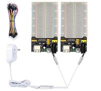 Testeronics Kit de module d'alimentation 7 en 1 compatible avec Arduino/Raspberry Pi, 2 modules d'alimentation 3,3 V/5 V, 2 platines d'enfichage sans soudure 400 points, 65 câbles de pontage