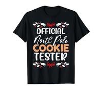 Testeur de Biscuits Officiel du Pôle Nord Noël T-Shirt Graphique avec Valeur, Homme, Noir, M